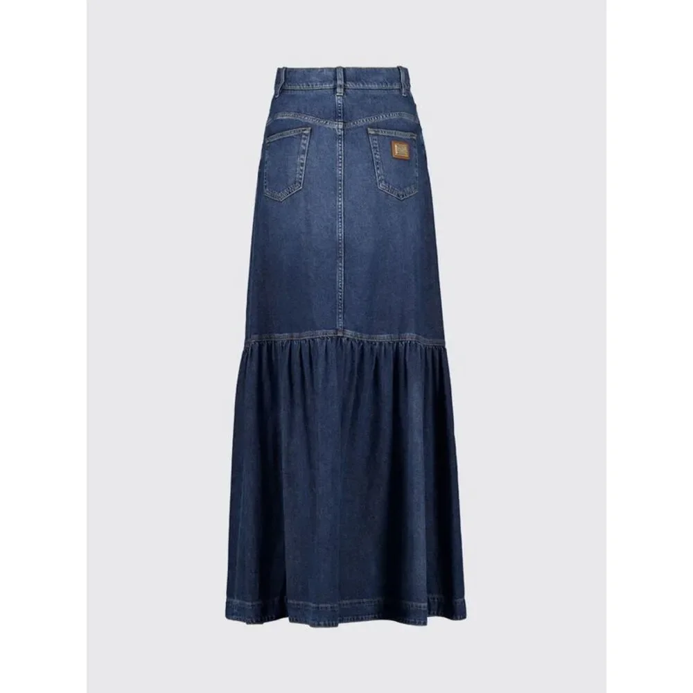 Dolce & Gabbana Women Dolce & Gabbana High-Waisted A-Line Long Denim Skirt